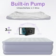 thumbnail image 3 of Air Mattress Queen with Built in Wireless Battery Pump,Thick Velvet Texture Waterproof,22”Self Inflatable Air Bed for Camping,Travel&Floor (Purple), 3 of 8