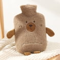 thumbnail image 1 of Bolsa de agua caliente con funda, 2 l, diseño de animales, funda de vellón para mayor calidez y comodidad, alivio del dolor de cuello y hombros, 1 of 4