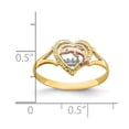 thumbnail image 4 of 14K Two-Tone Gold Ring Band Themed Yellow & Rose with Rhodium Dolphin in Heart, Size 8, 4 of 7