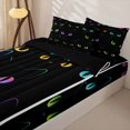 thumbnail image 3 of Manfei Kawaii Pet Zipper Full Size Comforter Sets with Fitted Sheet and 2 Pillowcases, Neon Cat Kitten Zipper Bedding Set, Dark Neon, Black Reversible, 4pcs, 3 of 7