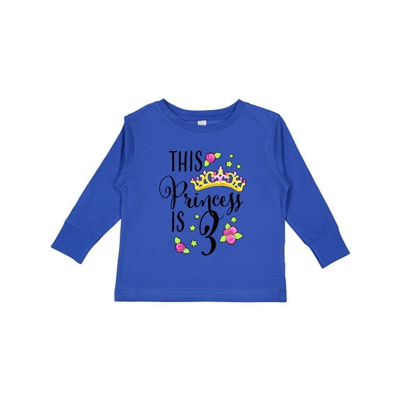 Inktastic This Princess is Three Third Birthday Girls Long Sleeve Toddler T-Shirt
