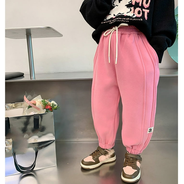 KaLI_store Sweatpants for Girls Girls Joggers Sweatpants Kids Cargo Loose  High Waisted Pants with Pockets,Pink 