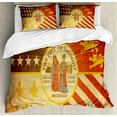 thumbnail image 1 of Detroit Duvet Cover Set King Size, Historical Old Symbol of Detroit City Rusty Looking Vintage Symbols Emblem Print, Decorative 3 Piece Bedding Set with 2 Pillow Shams, Multicolor, by Ambesonne, 1 of 3
