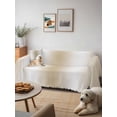 thumbnail image 6 of Beige White Ombre Couch Cover for 2 Cushion Couch, Country Minimalist Abstract Gradient Washable Love Seat Sofa Covers Slipcover, Throw Sofa Covers for Pets, Furniture Protector 71"x102", 6 of 9