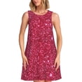 thumbnail image 1 of Fotbe Red Glitter Vestido de Verano sin Mangas para Mujer – Vestido Midi Línea A, Estilo Camiseta Floral, Vestido Playero Casual y Fluido, 1 of 7