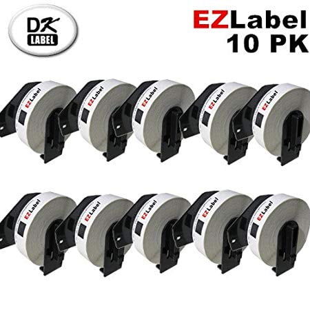 10 Rouleaux EZlabel Brother DK1203 Compatibles Blanc 0.66 Pouces x 3.4 Pouces (17mm x 87mm) Étiquette (300 Étiquettes/rouleau) avec Cartouche
