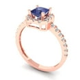 thumbnail image 2 of 0.89 ct Princess Cut Simulated Tanzanite Halo Engagement Ring for Women in 18K Rose Gold, 2 of 5