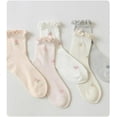 thumbnail image 2 of YooGuoGuo 5 Pair Cute Ankle Socks for Women Coquette Bow Print Ruffle Frilly Cotton Socks Lace Trim Breathable Summer Socks, 2 of 6