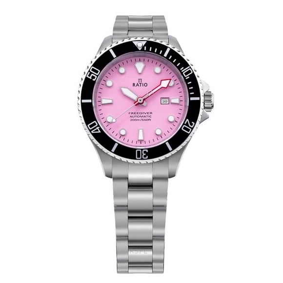 Ratio FreeDiver Sapphire Stainless Steel Candy Pink Dial Automatic RTFL839 200M Women's Watch