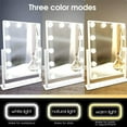 thumbnail image 3 of WEILY Hollywood Makeup Mirror with Lights,Large Lighted Vanity Mirror with 3 Color Light & 12 Dimmable Led Bulbs,Smart Lighted Touch Control Screen & 360 Degree Rotation(White), 3 of 7