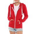 thumbnail image 2 of Urban Look Womens Active Long Sleeve Fleece Zip Up Hoodie with Plus Sizes (X-Large, B1 Solid Red), 2 of 4