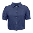thumbnail image 6 of jiaxiM Lightweight Jacket Women Casual Short Sleeve Denim Jacket Puff Sleeves Button-Down Loose Fit Denim Jacket, 6 of 7