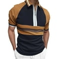 thumbnail image 1 of Camisas Hombre Vestir Camiseta de manga corta con estampado Digital 3D de solapa suelta con cremallera y solapa suelta a la de primavera y verano para hombre (Khaki, L), 1 of 4