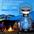 thumbnail image 3 of JahyShow Solar Bug Zapper Outdoor Waterproof Rechargeable Mosquito Zapper with 4200V High Powered Purple Light, 3 in 1 Fly Zapper Up to 2100 Sq Ft Can Attract Gnats, Mosquitoes, Flies, Moths, 3 of 14