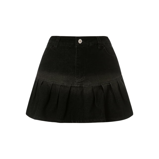 xiaxaixu Jupe Plissée Dégradée pour Femmes, Jupe en Denim Décontractée avec Poches