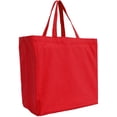 thumbnail image 2 of Reusable Heavy Duty 100% Cotton Canvas Grocery Bags | Pack of 6 | With Strong Handles Holds up to 50lbs | Eco Friendly | Large Size 14x14x7.5" - Red, 2 of 7