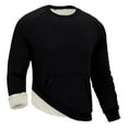 thumbnail image 3 of Fshiont Men's Fleece Sweatshirt Sherpa Lined Crewneck Basic Winter Thick Pullover Tops with Pocket Black 2XL, 3 of 5