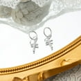 thumbnail image 4 of White Gold Plated Sterling Silver Hanging Dangle Cross Huggie Hoop Earrings Women, 4 of 5
