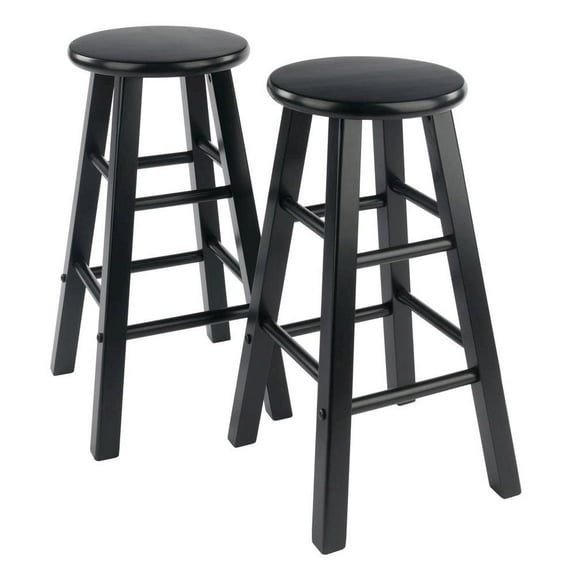 FurniFact Black Wooden Barstools – Set of 2 Stools for Kitchen Counter or Bar