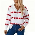 thumbnail image 2 of Karight Love Heart Sweater Quarter Zip Sweater Women V Neck Valentines Pullover Sweatshirt Ribbed Knitted Loose Slouchy Tops, 2 of 6