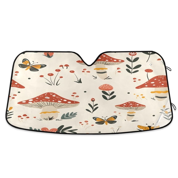 ALAZA Cute Mushrooms Flowers Windshield Sun Shade Car Foldable Sun Visor Block UV Rays Protector 55"x27.6"