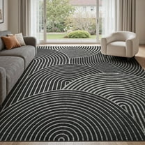 SIXHOME 9'x12' Rugs for Living Room Washable Bedroom Rug Jacquard Textured Boho Area Rug Modern Geometric Soft Carpet Non Slip Indoor Rugs for Dining Room Home Office Neutral Gray Black