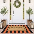 thumbnail image 2 of iOhouze Outdoor Rugs Cotton Striped Area Rug 3x5 ft Washable Indoor Outdoor Non Slip Floor Carpet Rug Orange and Black Fall Rugs, 2 of 8