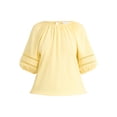thumbnail image 5 of Time and Tru Women's Lace Trim Top with Puff Sleeves, Sizes XS-XXXL, 5 of 5