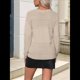 thumbnail image 4 of Suéter Informal de Larga con Cuello en V, Tejido Acanalado y Crochet Ligero para Mujer (Otoño 2025) Color Albaricoque Puro S, 4 of 7
