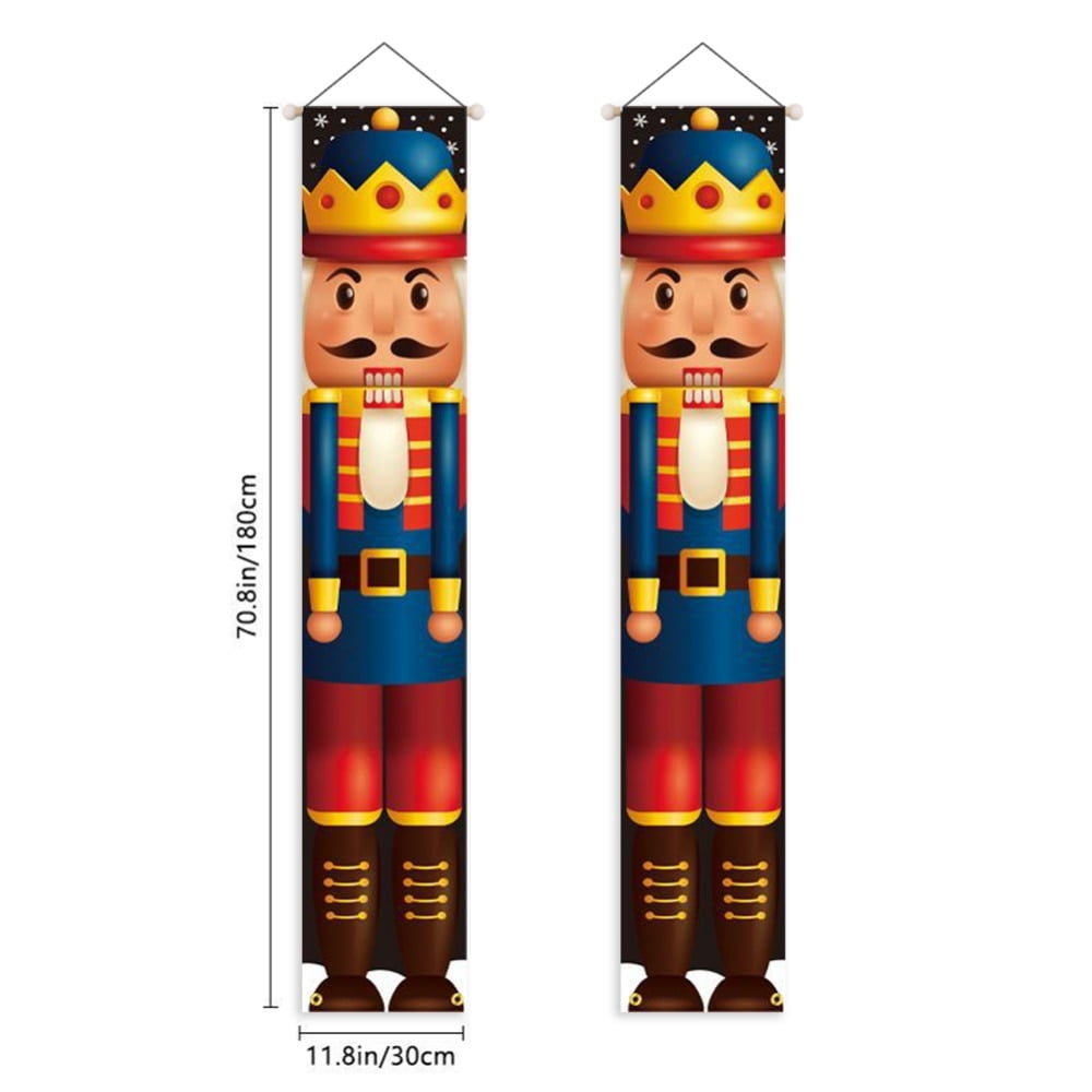 Christmas Nutcracker Banner Christmas Porch Sign Decorations Outdoor