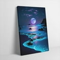 thumbnail image 5 of Hidden Frame Canvas Wall Art - Purple Moon Glowing Beach Dreamy Cozy Ambience Popular Wall Decor for Living Room 16x24in, 5 of 8