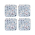 thumbnail image 2 of Kll Square Drink Coasters Set Of 4,Pu Leather Absorbent Coasters Set Decorative Coffee Cup Coasters Housewarming Gift For Home Decor-Blue Butterfly, 2 of 9