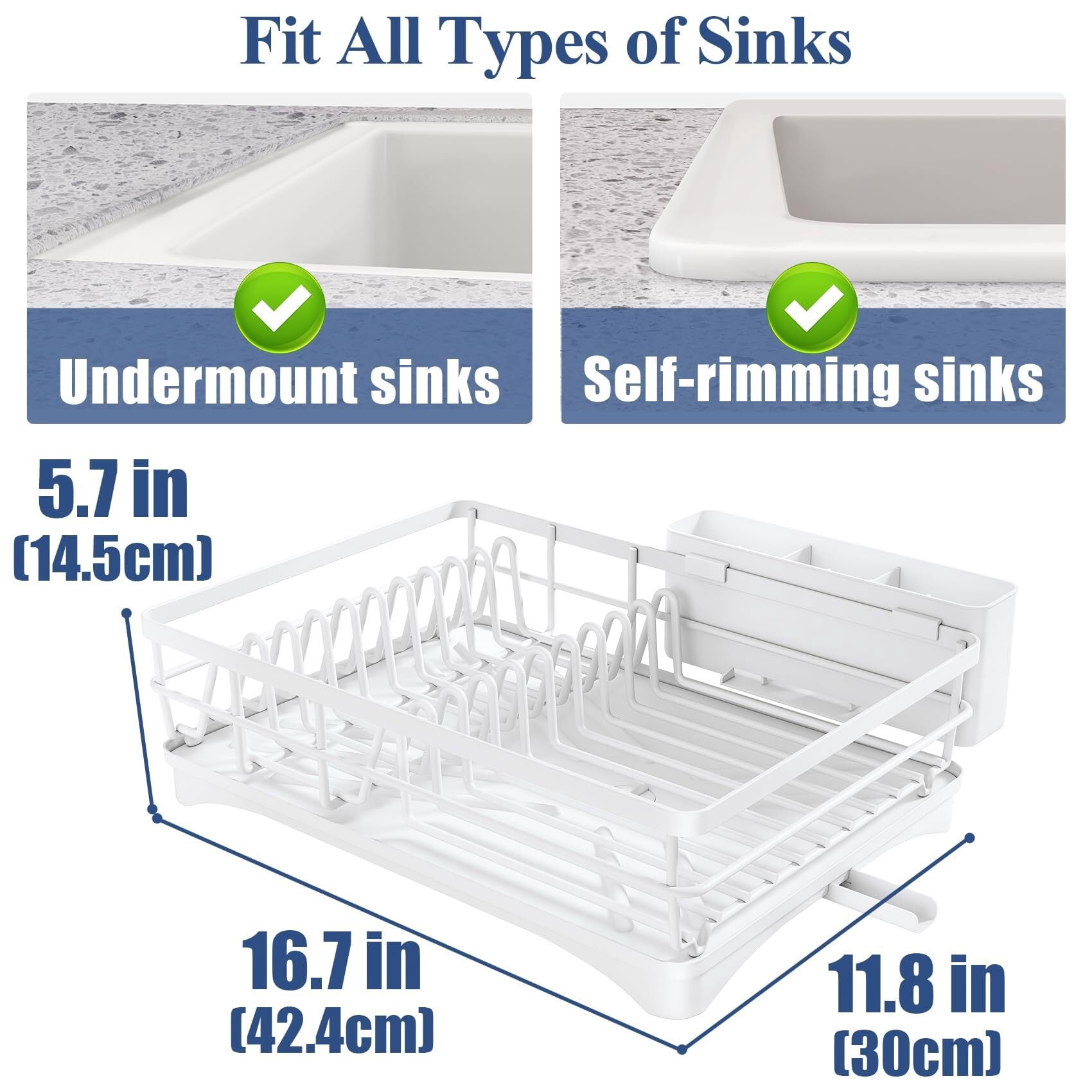 SXlianshun Dish Drying Rack for Kitchen Counter - Large Dish Rack with Drainboard, Rustproof Dish Drainer with Utensil Holder for Sink
