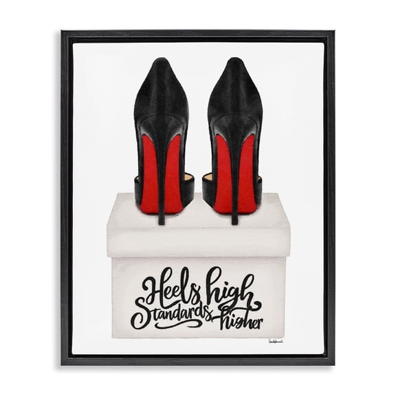 Stupell Industries Contemporary Heels High Standards Higher Black Floating Frame Canvas Art, 17 x 21, by Amanda Greenwood