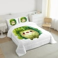 thumbnail image 3 of jejeloiu Cartoon Cabbage Full Size Comforter Sets,Vegetable Plant Bedding Comforter Set,Green White Bedding Sets For Girls Teens,Microfiber Bedroom Decor,3pcs, 3 of 8