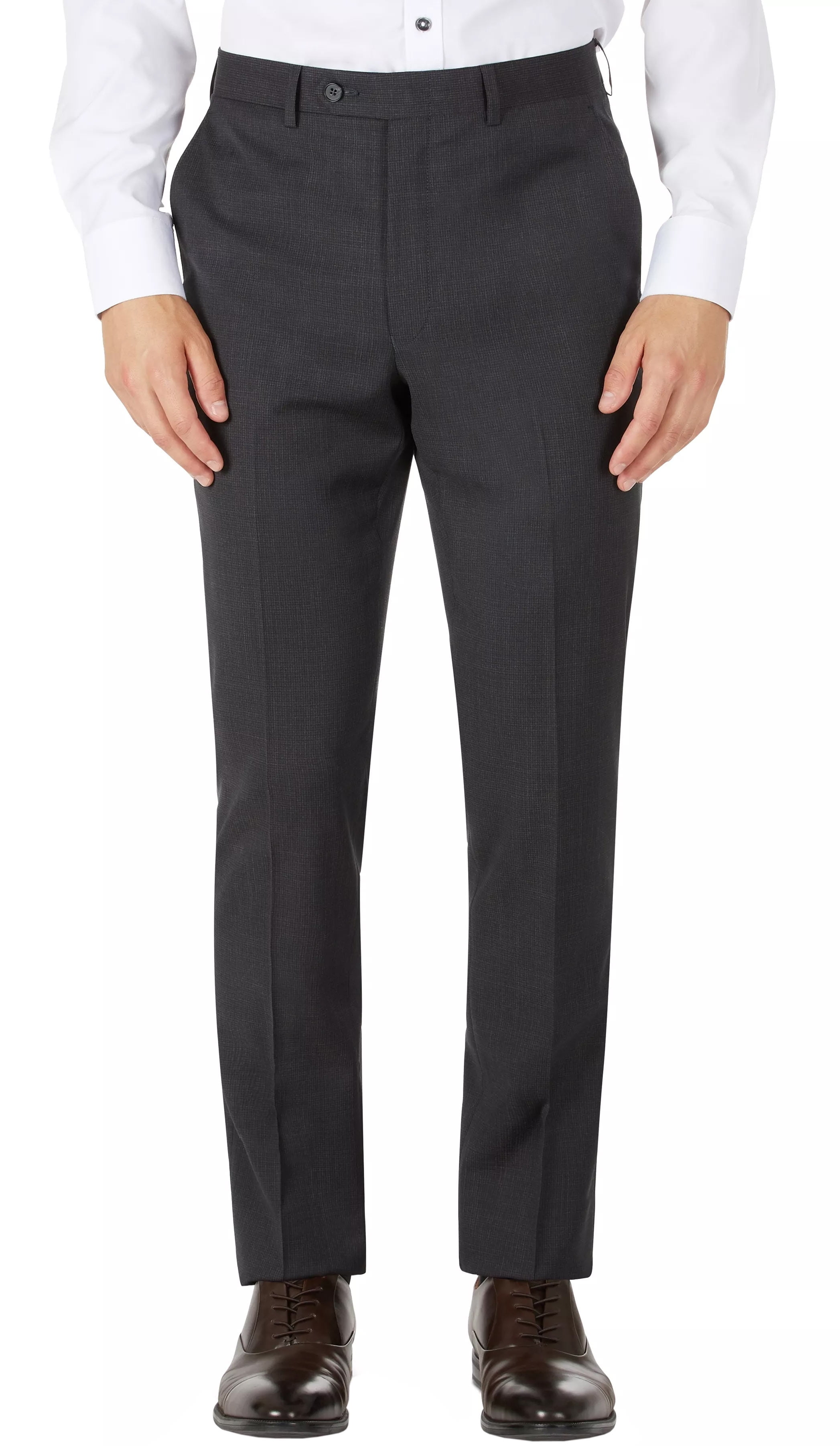Calvin Klein Mens Slim-Fit Wool Mini Check Dress Pants 38W x 32L  Black/Brown NWT