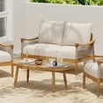 thumbnail image 4 of Christopher Knight Home Modern 2 Piece Patio Loveseat Coffee Table Set with Cushion, Solid Wood, Teak+ Beige, 4 of 13