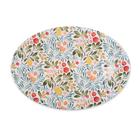 Country Orchard Lemons Peaches Flowers Oval Melamine Serving Platter, 14-Inch x 20-Inch