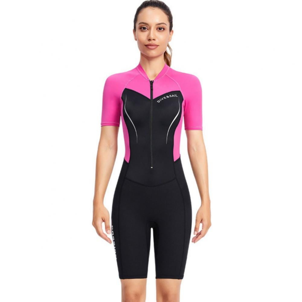 Men Women Shorty Wetsuit, Full Body Diving Suit Front Zip Wetsuit for ...
