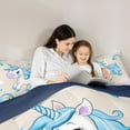 thumbnail image 5 of Feelyou Kawaii Blue Unicorn Full Size Comforter Sets for Teen, Dreamy Rainbow Cloud Bedding Comforter Set, Cartoon Animal Reversible Bedding Sets, Lightweight Room Decor, 3pcs, 5 of 8