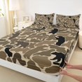 thumbnail image 4 of Castle Fairy Camo Bear Silhouette Bed Sheets 4-Piece,Jungle Wildlife Full Size Sheets,Taupe Dark Brown,1 Fitted Sheet, 1 Flat Sheet and 2 Pillowcases, 4 of 6