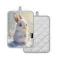 thumbnail image 2 of Two Pieces Of Square Heat Insulation Pad Oven Mitts 7x9.8 Inch Oven Microwave Kitchen Cooking Baking Cartoon Beautiful Gray Rabbit, 2 of 7