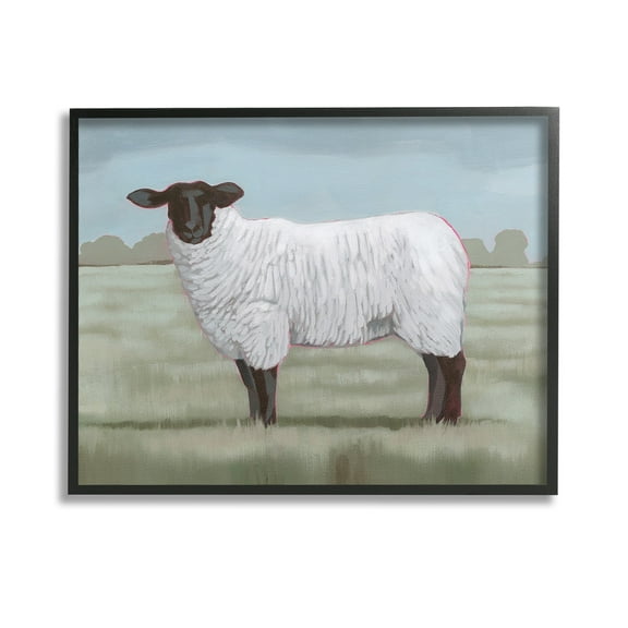 Stupell Industries Traditional Farm Sheep Animals & Insects Painting Black Framed Art Print Wall Art, 14 x 11