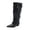 Black Boots for Women, variant on hopeusnice Women Knee High Slouchy Boots With Single Buckle Strap Pointed Toe Chunky Heel For Fashionable Evening Looks Black 35