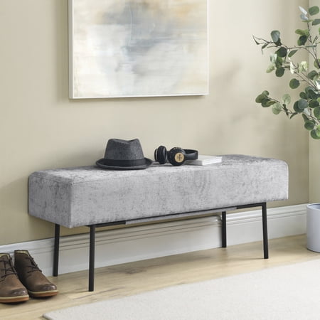 Imerelez Contemporary Style Bedroom Chenille Upholstered Bench  Grey ( 45   x13  x 17  )