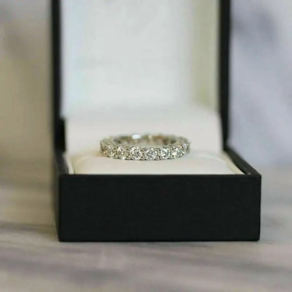 New Jewels 14K White Gold Plated 1.50Ct Lab Created Diamond Wedding Anniversary Band Ring