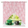 thumbnail image 2 of Swag Curtains Valances for Windows, Pink Christmas Snowflakes Short Kitchen Window Curtains Over Sink, White Winter Snow Cafe Curtains Panel Set Of 2,Rod Pocket, 63 Inches Length, 2 of 9