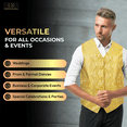 thumbnail image 4 of Oliver George 4pc Men's Paisley Design Formal Suit Vest Waistcoat Tuxedo Dress Vest Necktie BowTie Handkerchief Set For Suit or Tuxedo Yellow Gold X-Small, 4 of 5