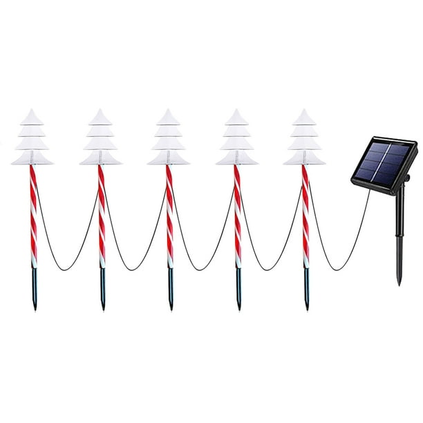 Luces Solares De Bastón De Navidad Lámpara LED con estaca y muleta, lámpara Solar de camino de 8 modos para jardín y césped (de 1 a 5 árboles)