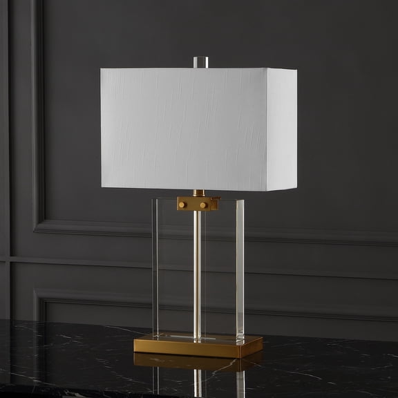 Safavieh Couture Maddoc 25.5" Modern Crystal Table Lamp with White Fabric Shade